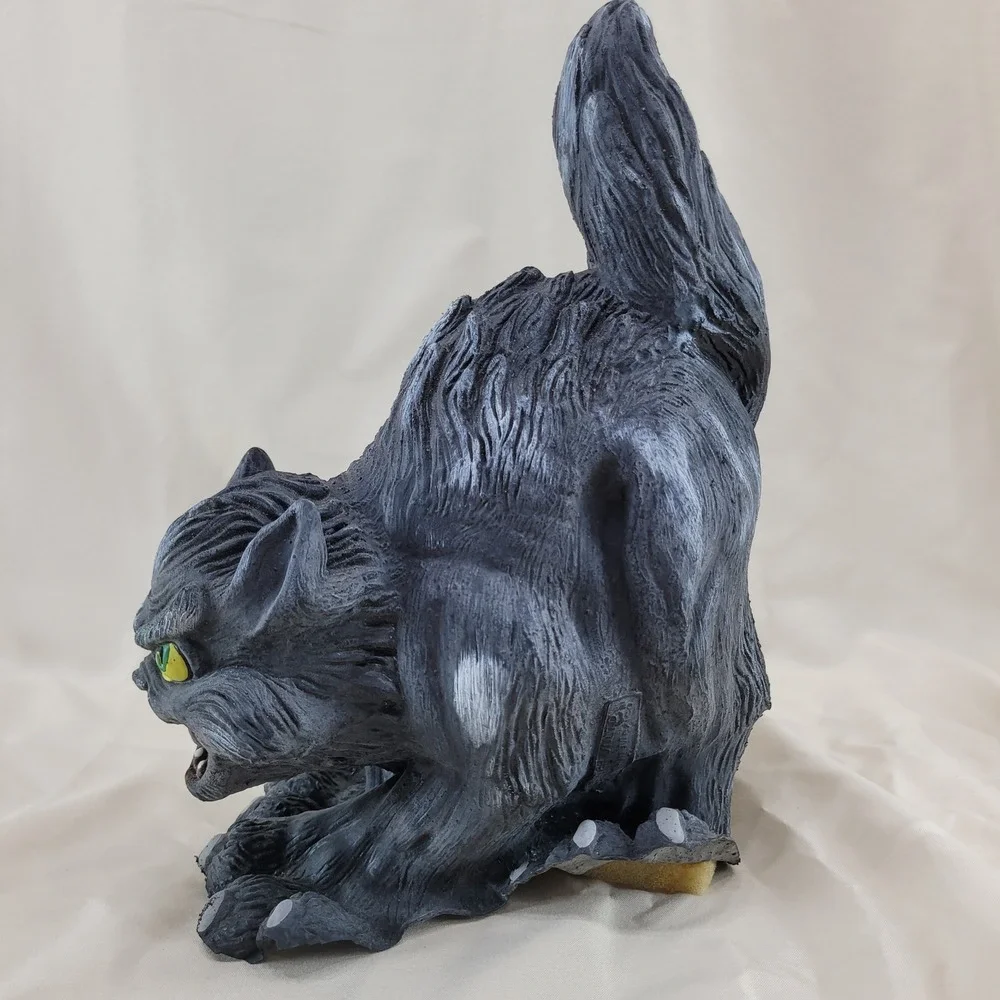 Halloween Monster Screeching Black Cat Foam Scary Spooky Decor Vtg 10 Inch